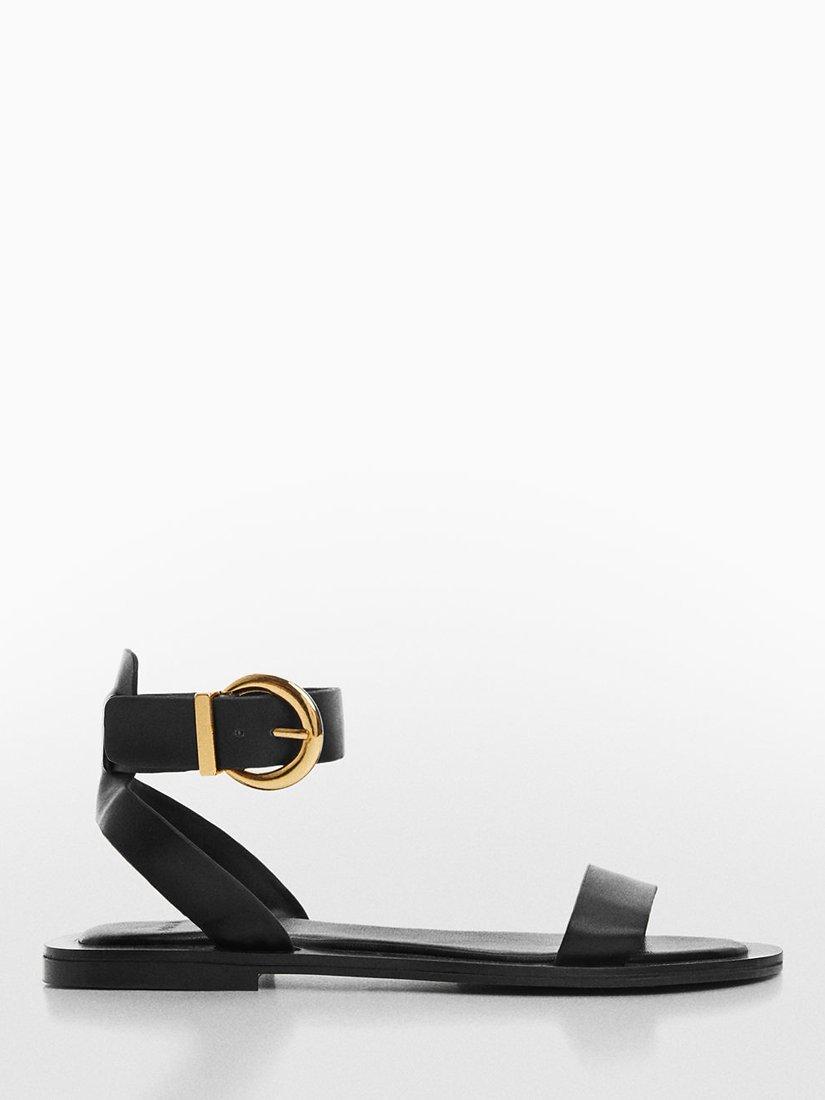 Mango Claudia Buckle Strap Sandals, Black