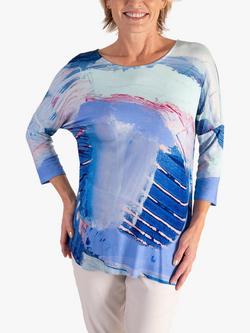chesca Butterfly Print Batwing Top, Blue/Multi, Blue/Multi