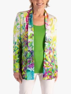 chesca Butterfly Spring Flowers Print Jersey Cardigan, Green/Multi, Green/Multi