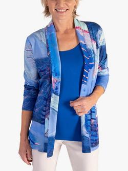 chesca Butterfly Print Jersey Cardigan, Blue/Multi, Blue/Multi