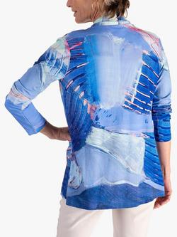 chesca Butterfly Print Jersey Cardigan, Blue/Multi - view 2, Blue/Multi