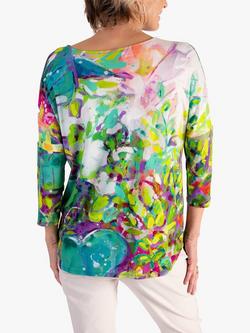 chesca Spring Flowers Print Batwing Top, Green/Multi - view 2, Green/Multi