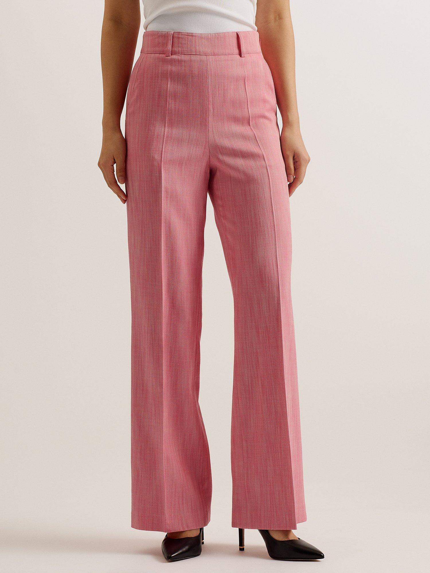 Ted Baker Hirokot Wide Leg Tailored Trousers, Light Pink