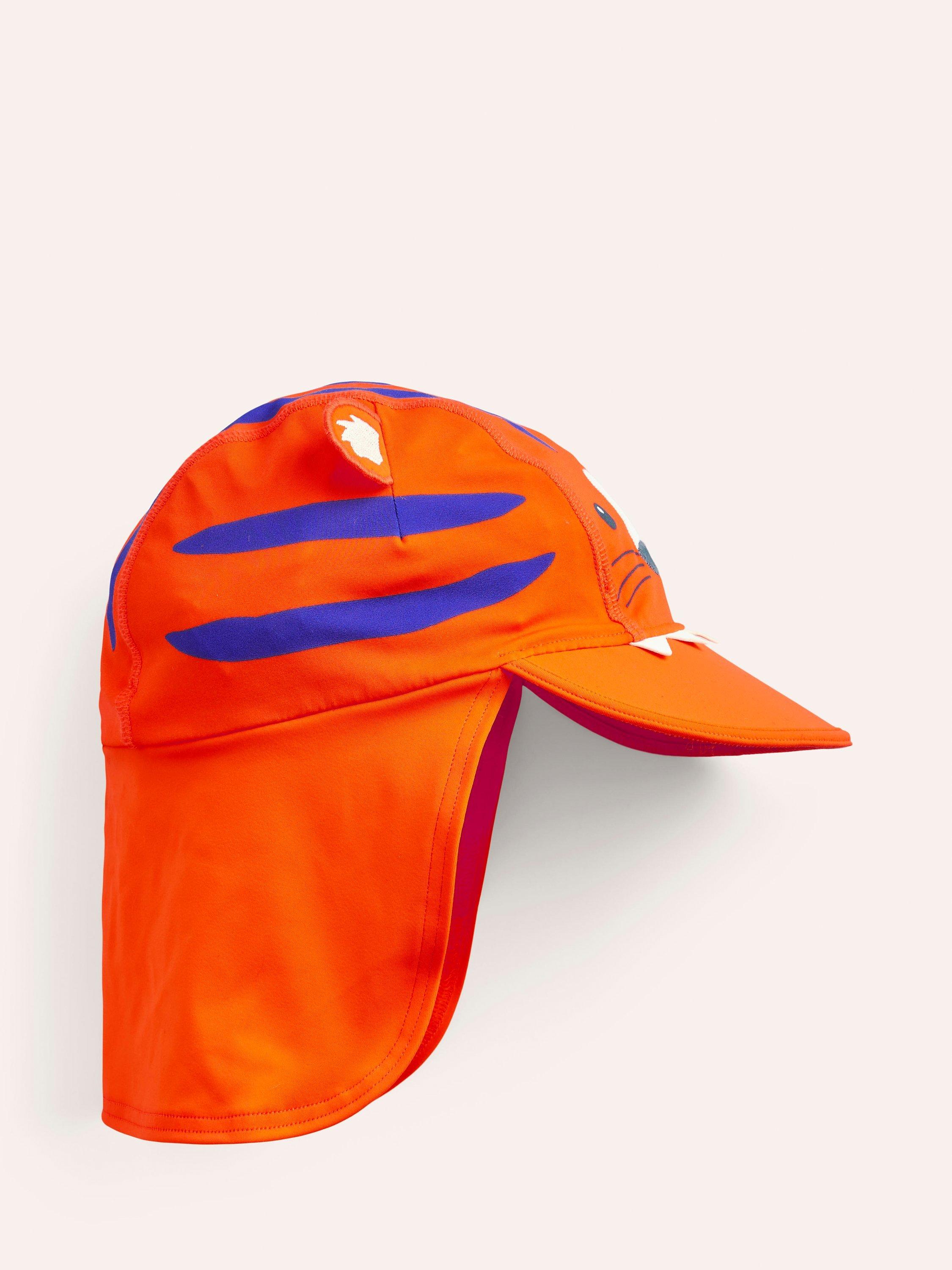 Mini Boden Kids' Tiger Sun Safe Swim Hat, Orange