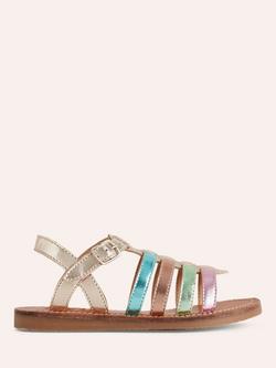 Mini Boden Kids' Leather Ombre Metallic Strappy Sandals, Multi, Multi