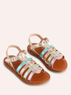 Mini Boden Kids' Leather Ombre Metallic Strappy Sandals, Multi - view 2, Multi