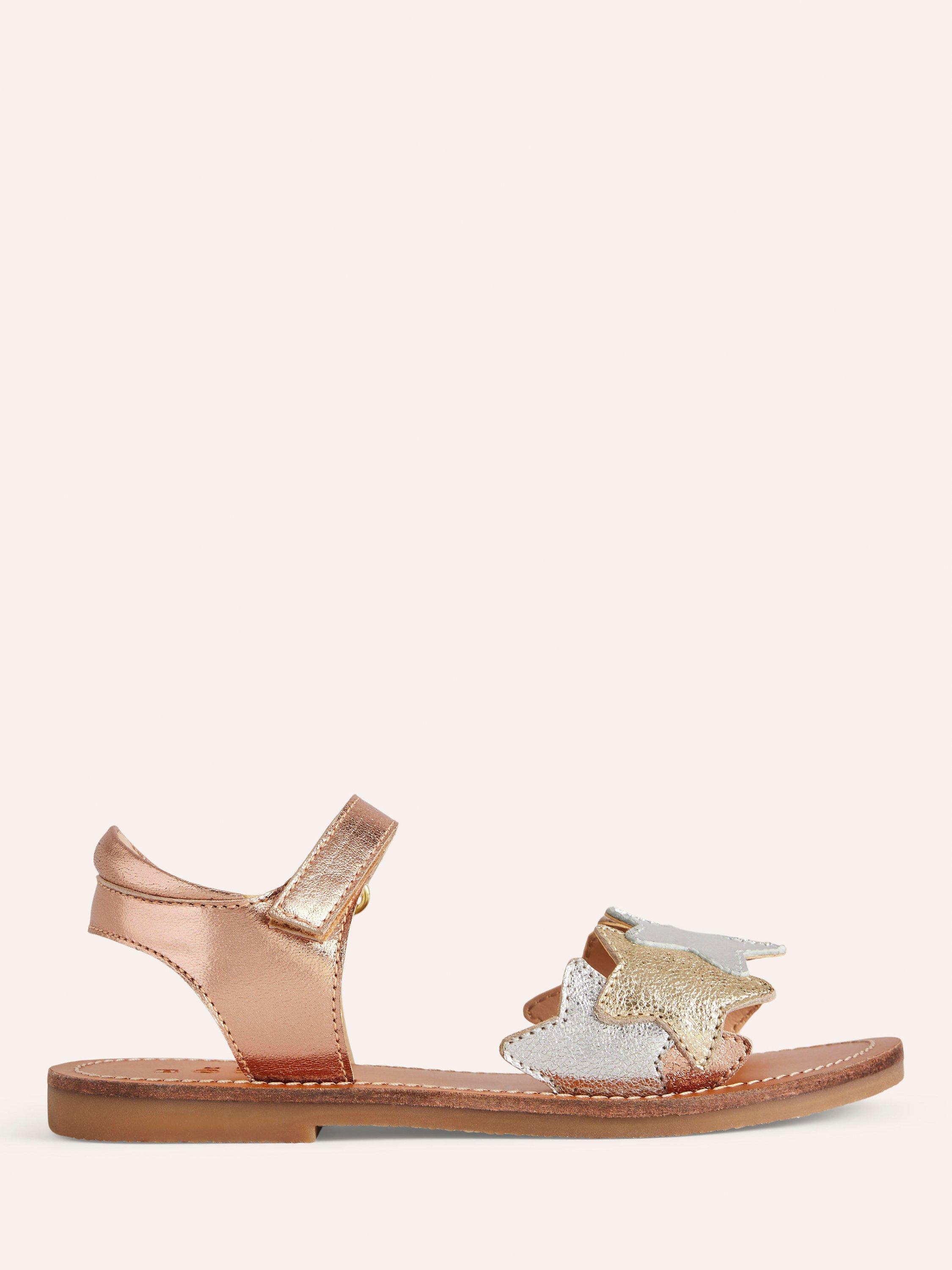 Mini Boden Kids' Metallic Star Sandals, Gold/Multi