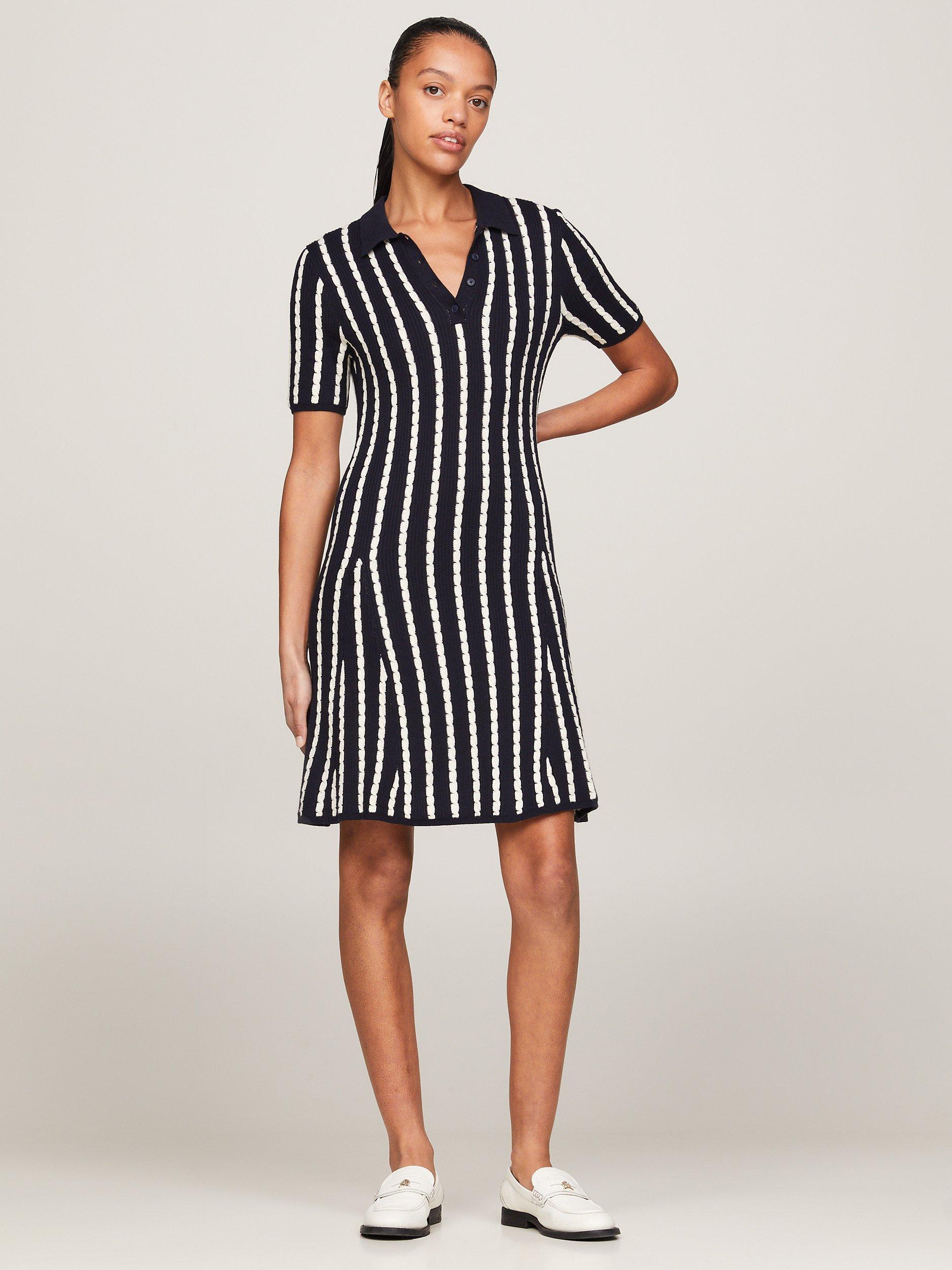 Tommy Hilfiger Cable Knit Polo Dress, Desert Sky/Calico