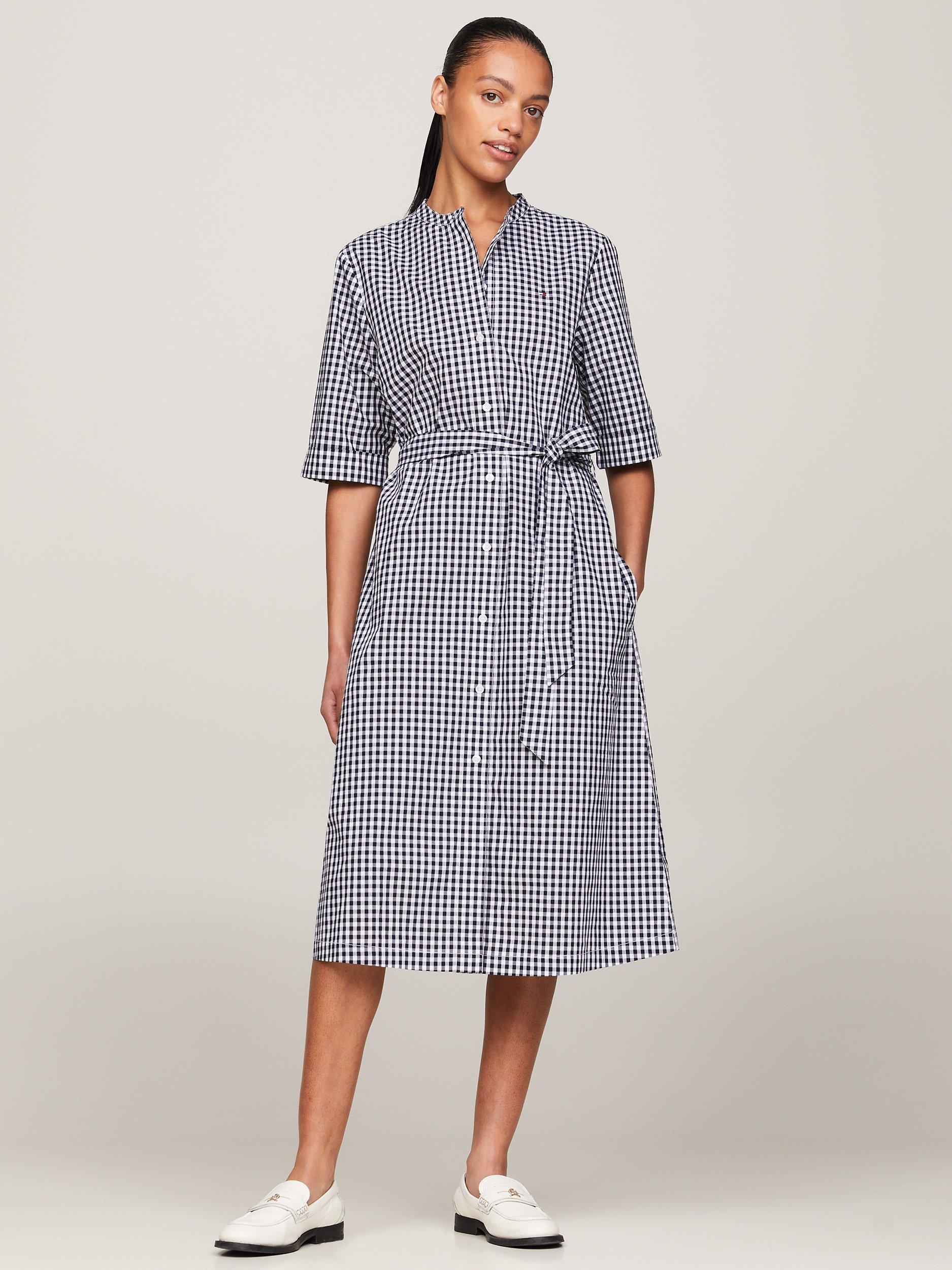 Tommy Hilfiger Gingham Shirt Midi Dress, Gingham/Desert Sky