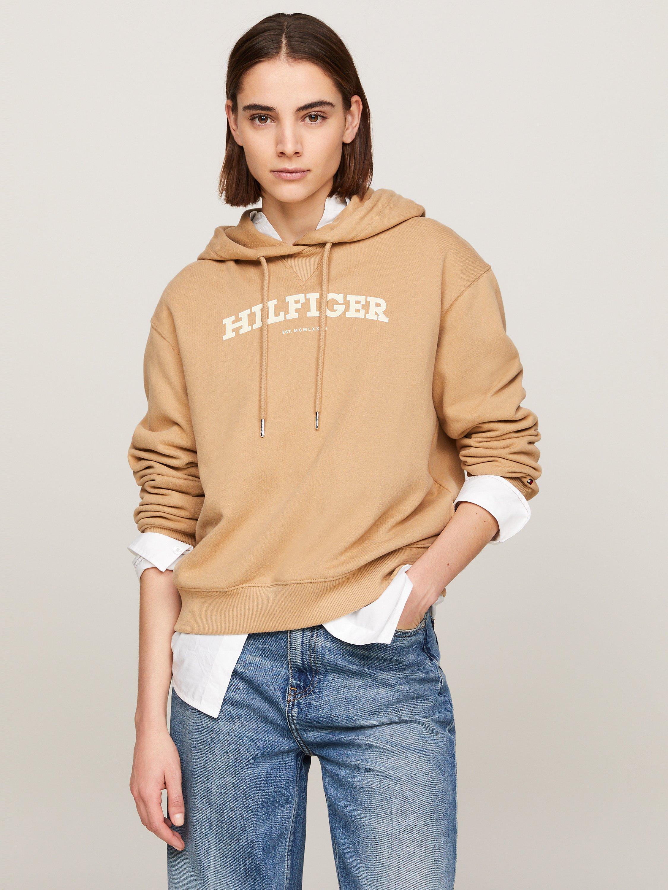 Tommy Hilfiger Logo Cotton Hoodie, Camel
