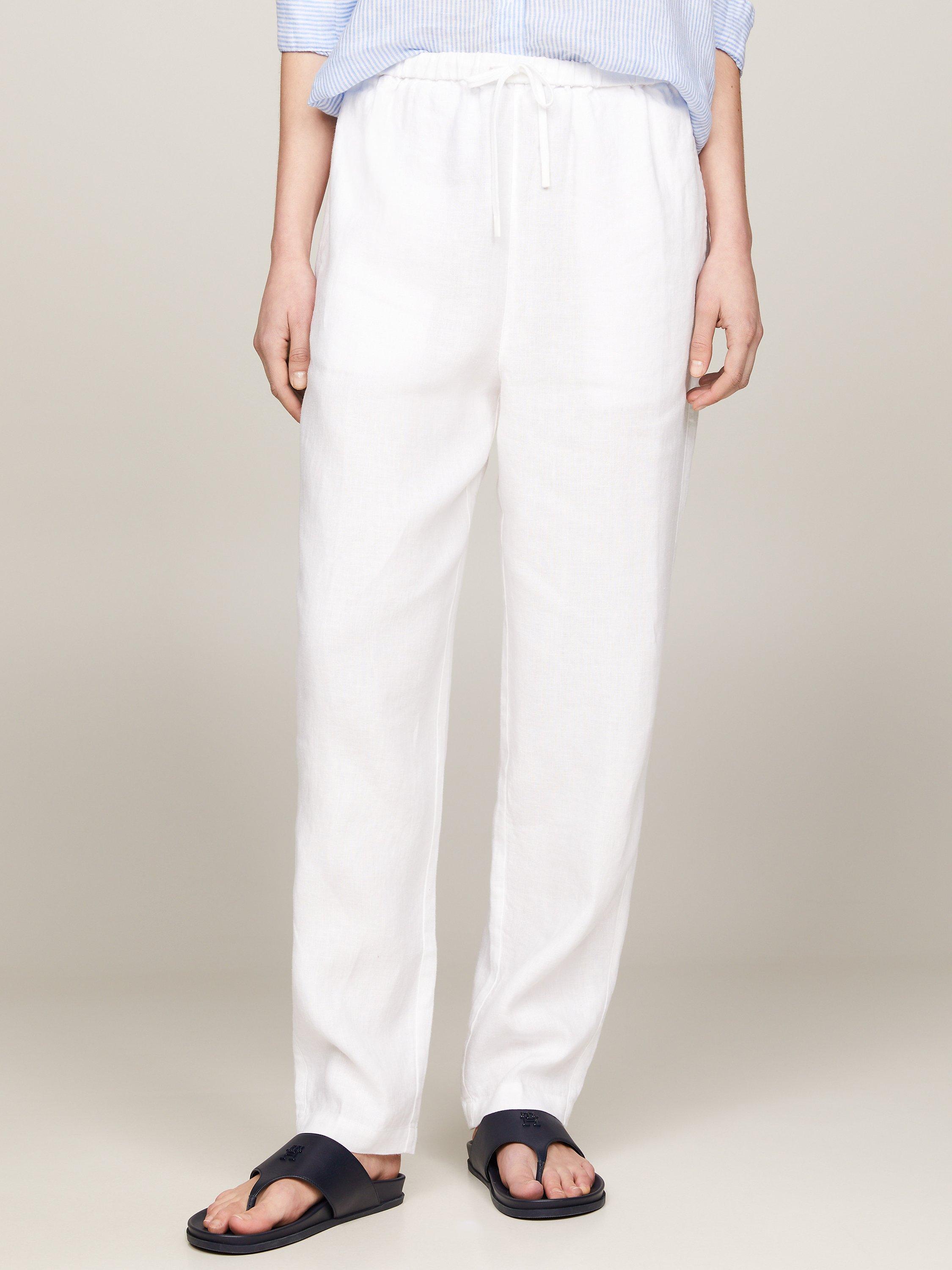 Tommy Hilfiger Linen Blend Drawstring Trousers, Optic White