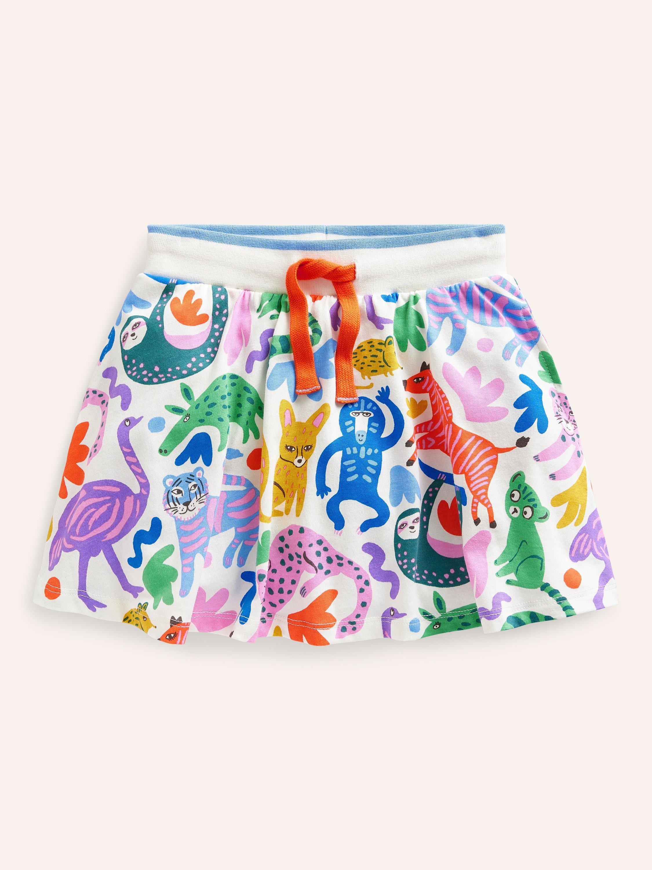 Mini Boden Kids' Safari Friends Print Jersey Skort, Multi