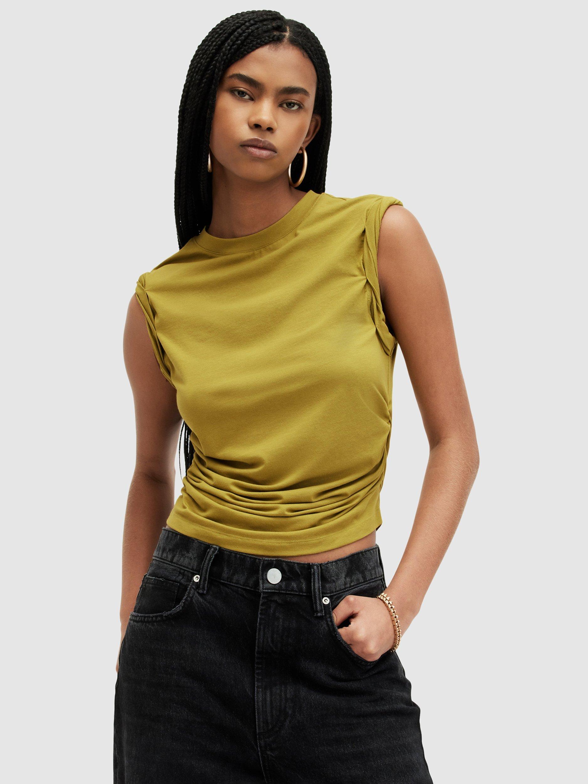 AllSaints West Tank Top, Golden Palm Green