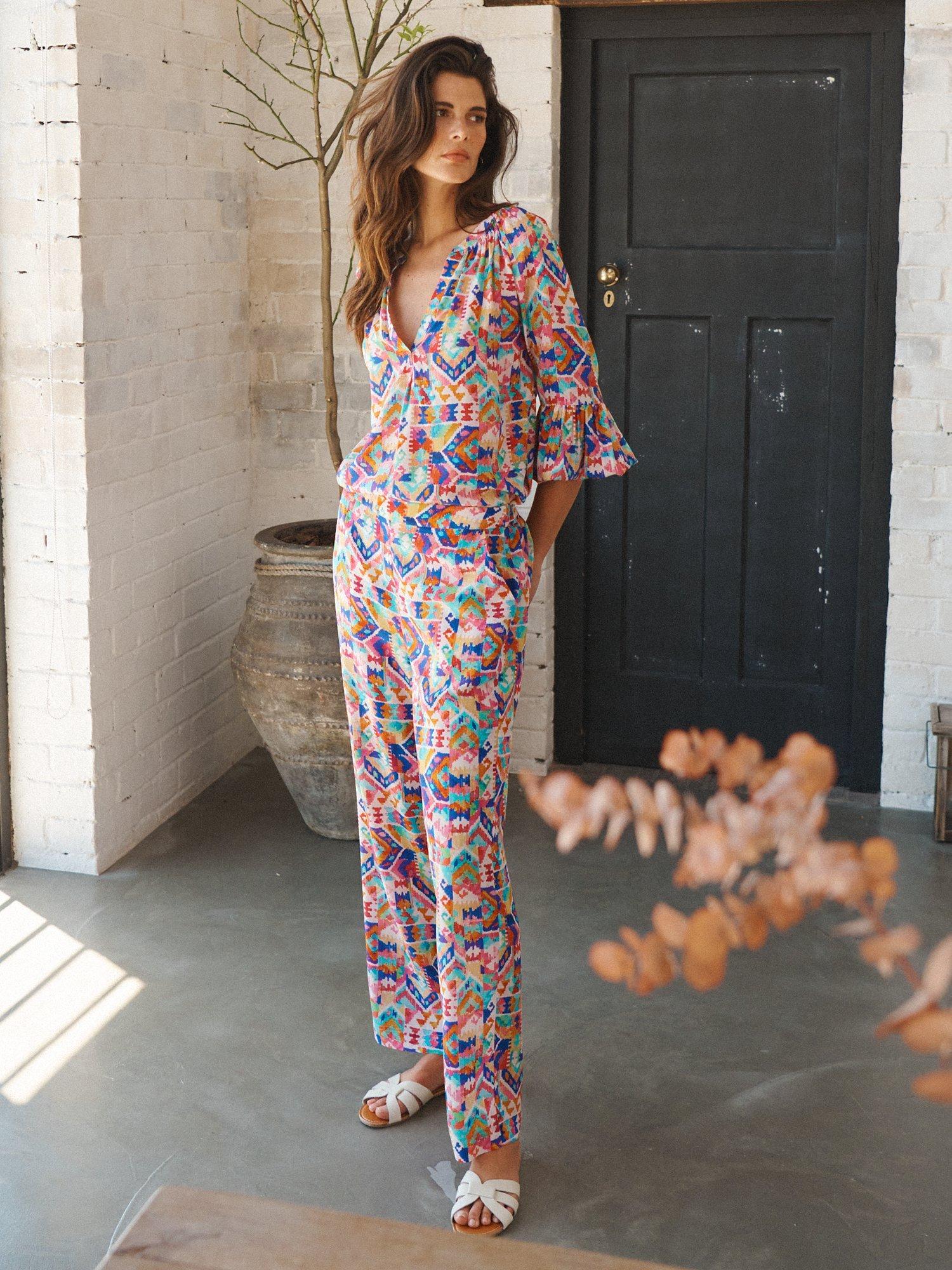 NRBY Thea Kilim Silk Trousers, Kilim Print