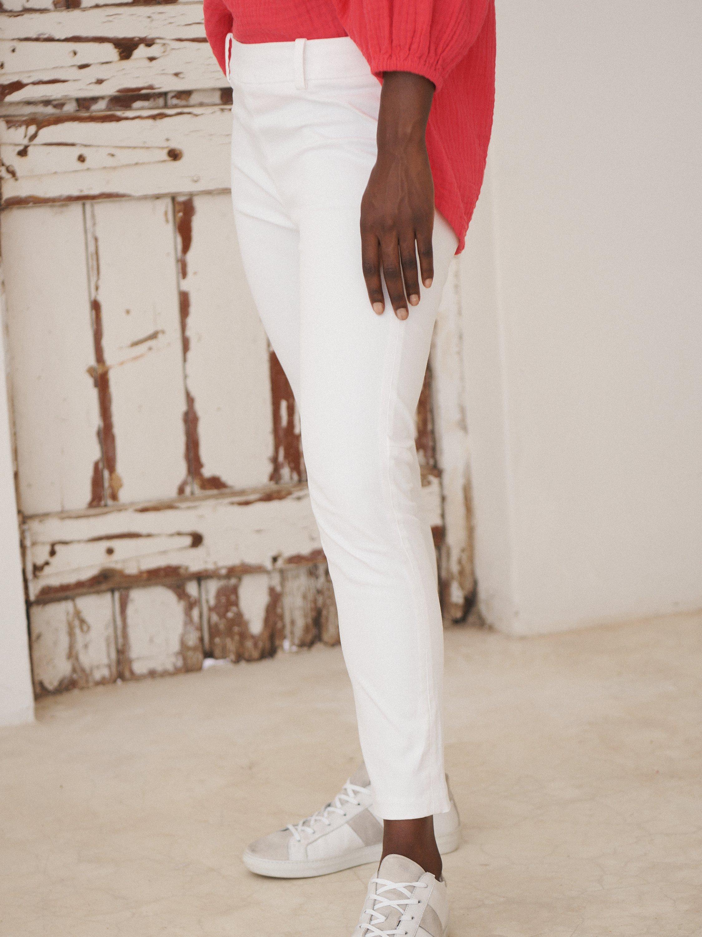 Product image 3 of 7, which shows NRBY Colette Cotton Blend Trousers, White, 10