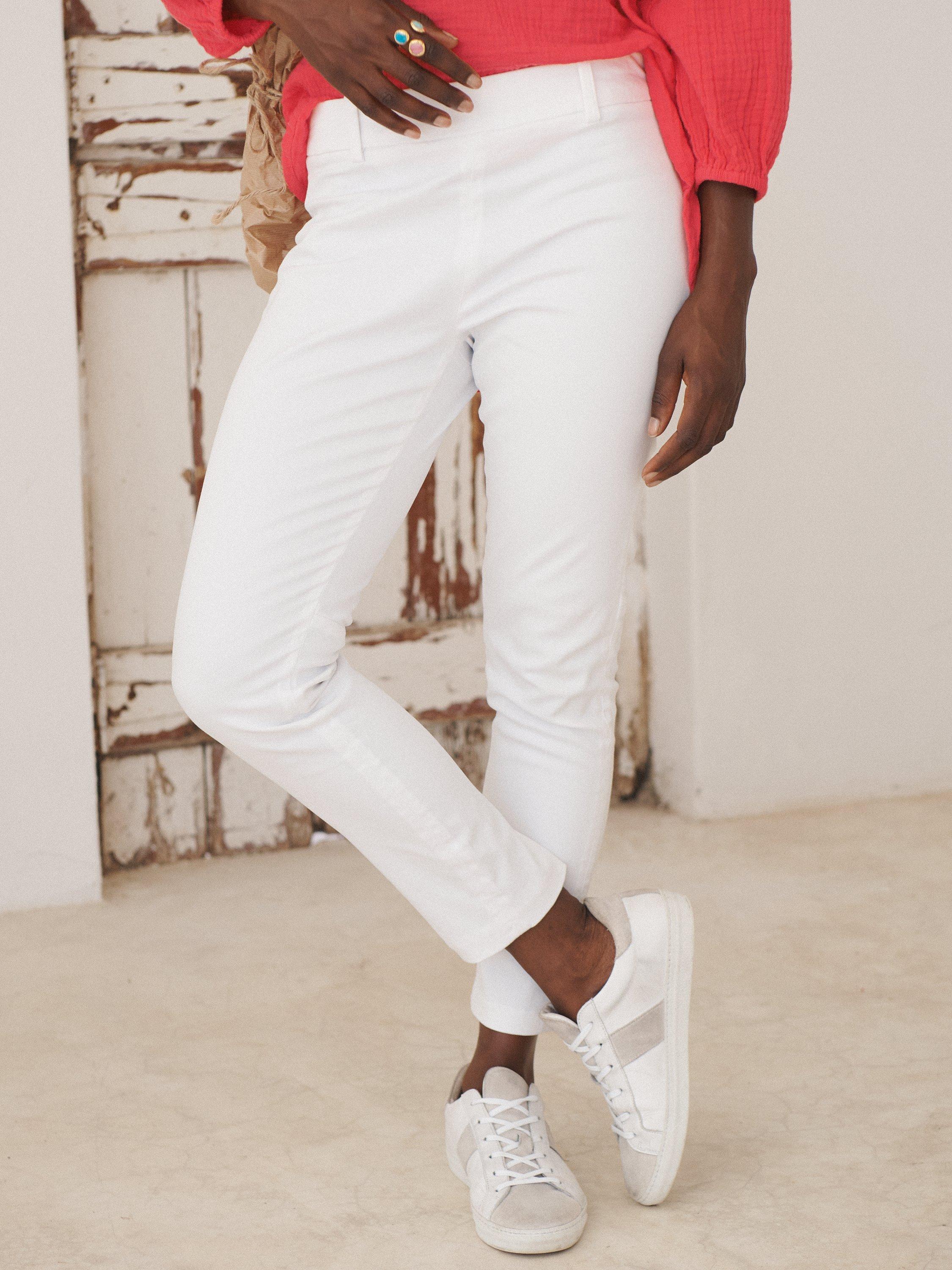 Product image 5 of 7, which shows NRBY Colette Cotton Blend Trousers, White, 10
