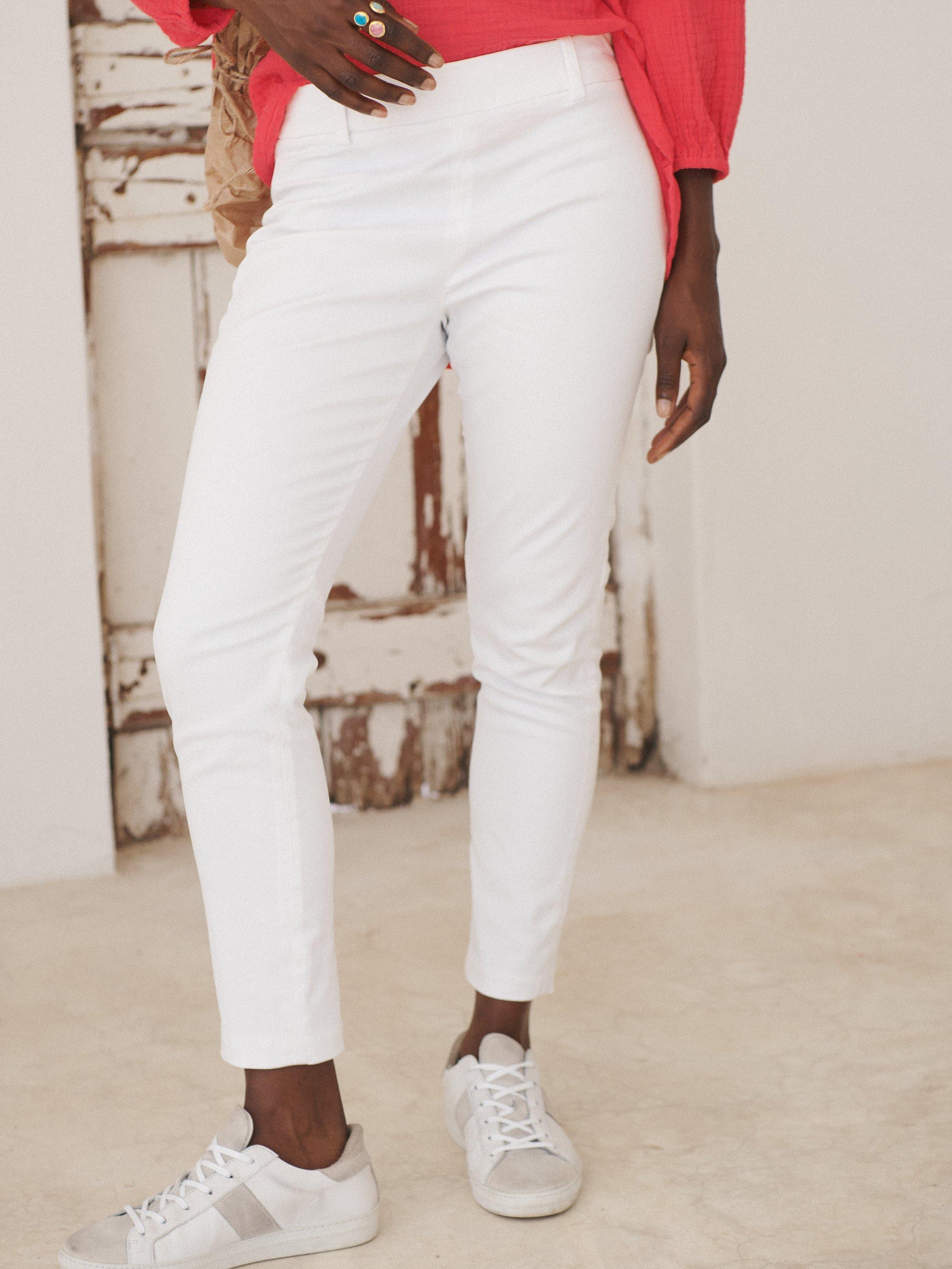 Product image 6 of 7, which shows NRBY Colette Cotton Blend Trousers, White, 10