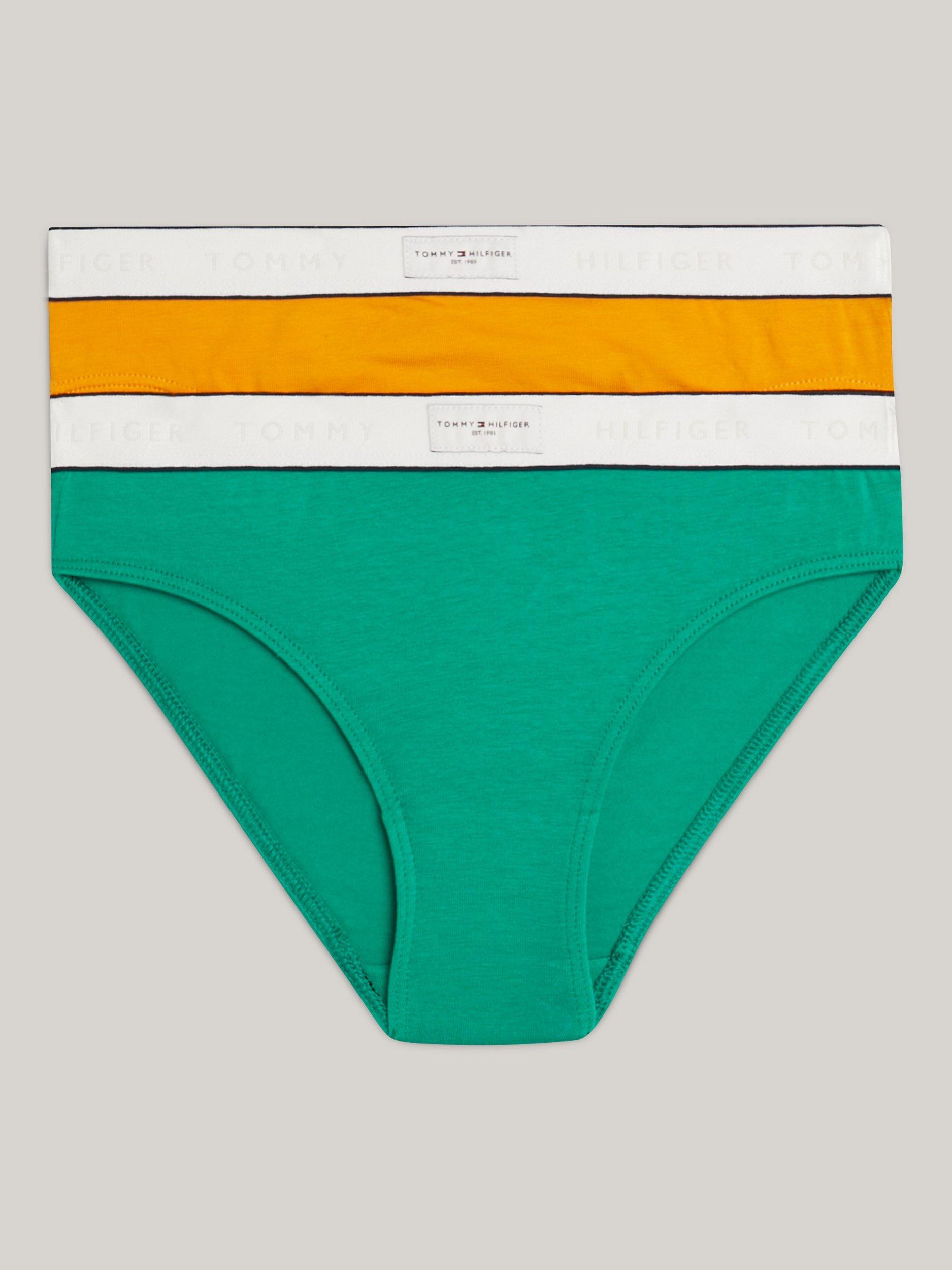 Tommy Hilfiger Kids' Bikini Briefs, Pack of 2, Olympic Green/Multi