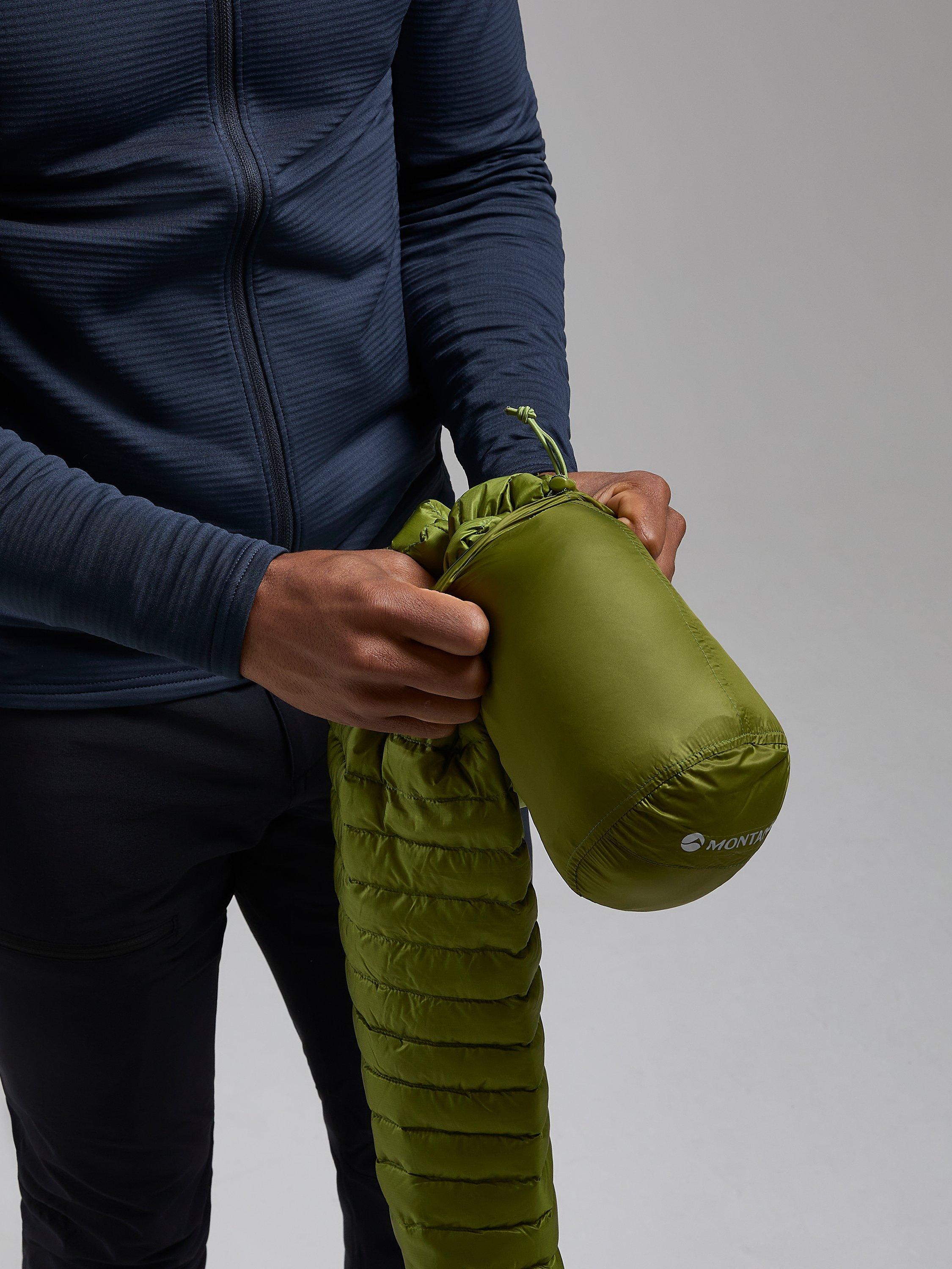 Product image 9 of 10, which shows Montane Anti-Freeze Lite Hooded Packable Down Jacket, Alder Green, M