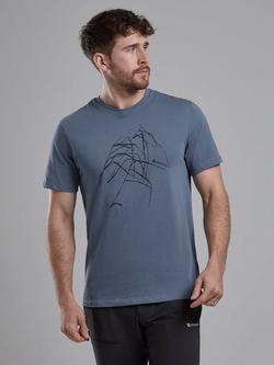 Montane Abstract Mountain Organic Cotton T-Shirt, Stone Blue