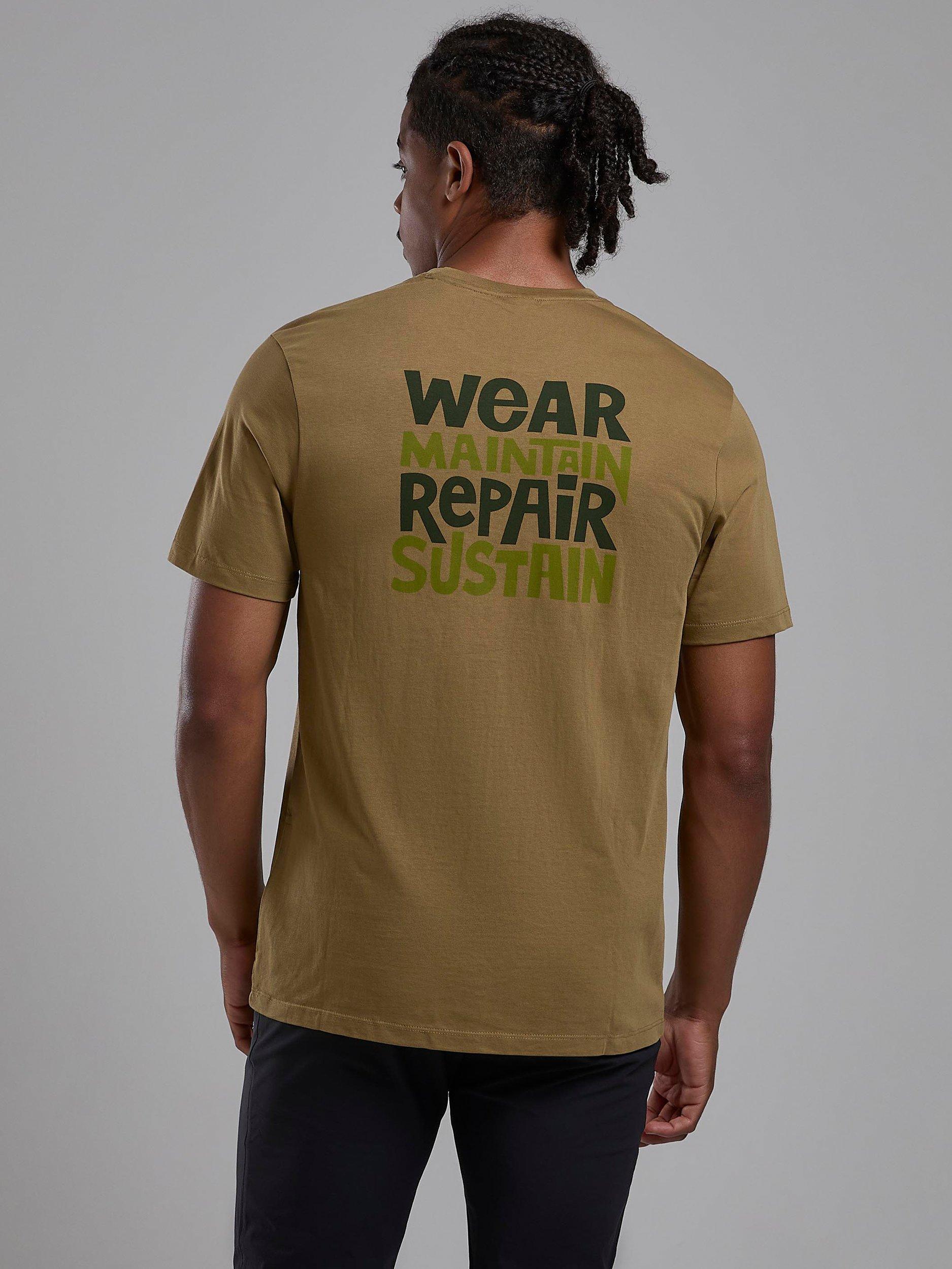 Product image 2 of 6, which shows Montane Organic cotton The Wear Repair T-Shirt, Olive, XS