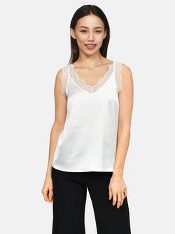 Sisters Point Vara Slim Fitted Satin Vest, Cream, Cream