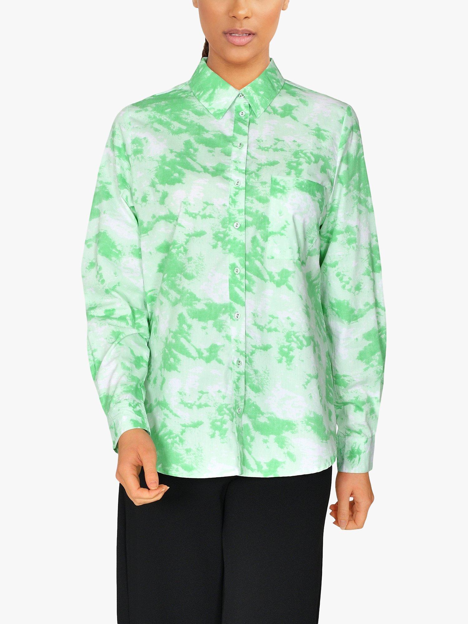 Product image 1 of 5, which shows Sisters Point Virra Cotton Shirt, Green Comb, XS