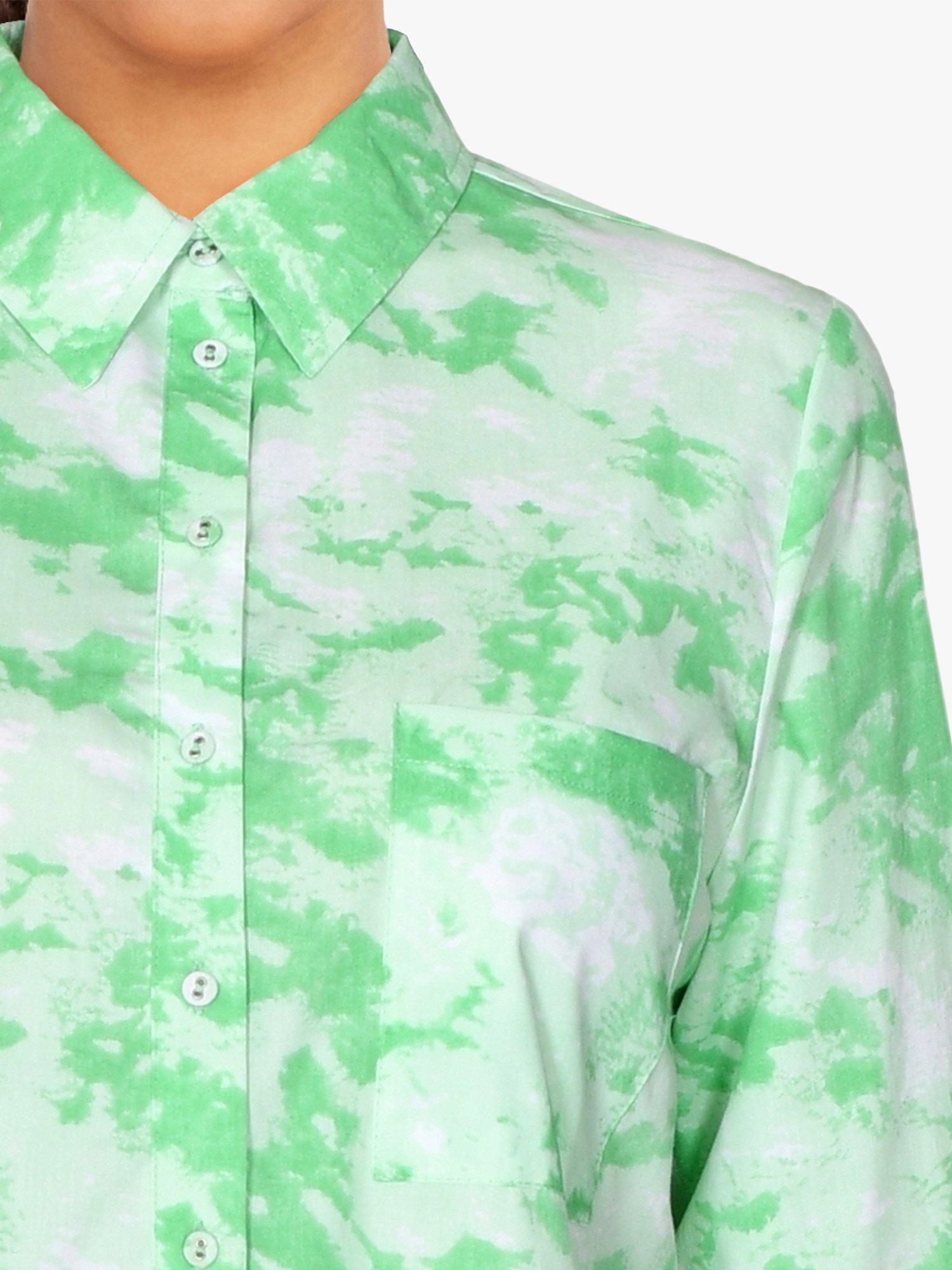 Product image 3 of 5, which shows Sisters Point Virra Cotton Shirt, Green Comb, XS