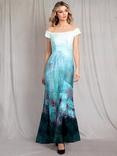 Alie Street Jasmine Abstract Off The Shoulder Maxi Dress, Aquatic Ombre