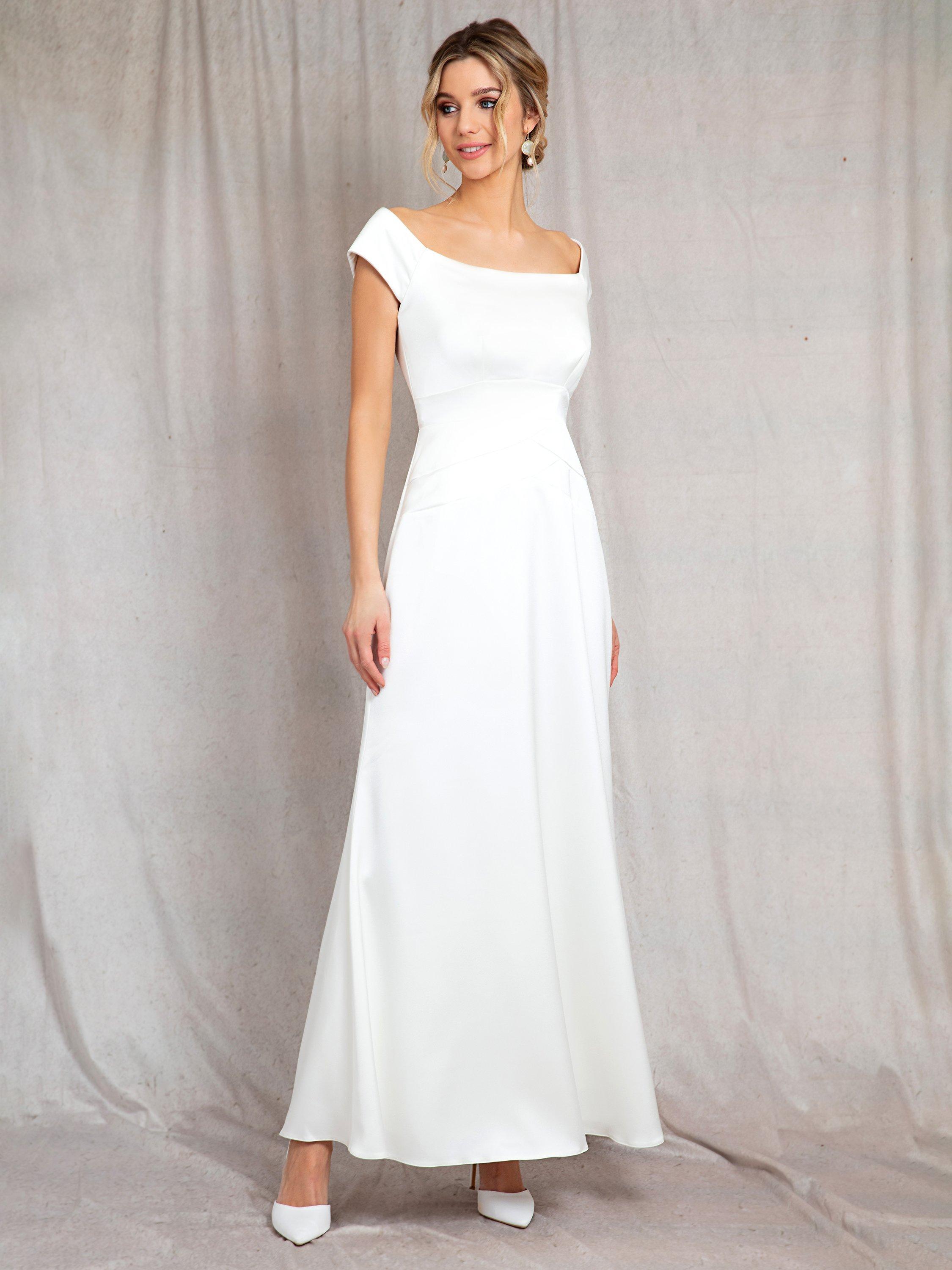 Product image 1 of 7, which shows Alie Street Jasmine Off The Shoulder Gown, Ivory, 6-8