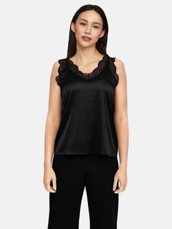 Sisters Point Vara Lace Detail Sateen Top, Black, Black