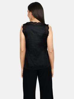 Sisters Point Vara Lace Detail Sateen Top, Black - view 2, Black