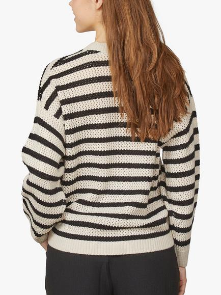 Sisters Point Hava Open Knit Striped Cardigan, Bamboo/Black - view 2, Bamboo/Black