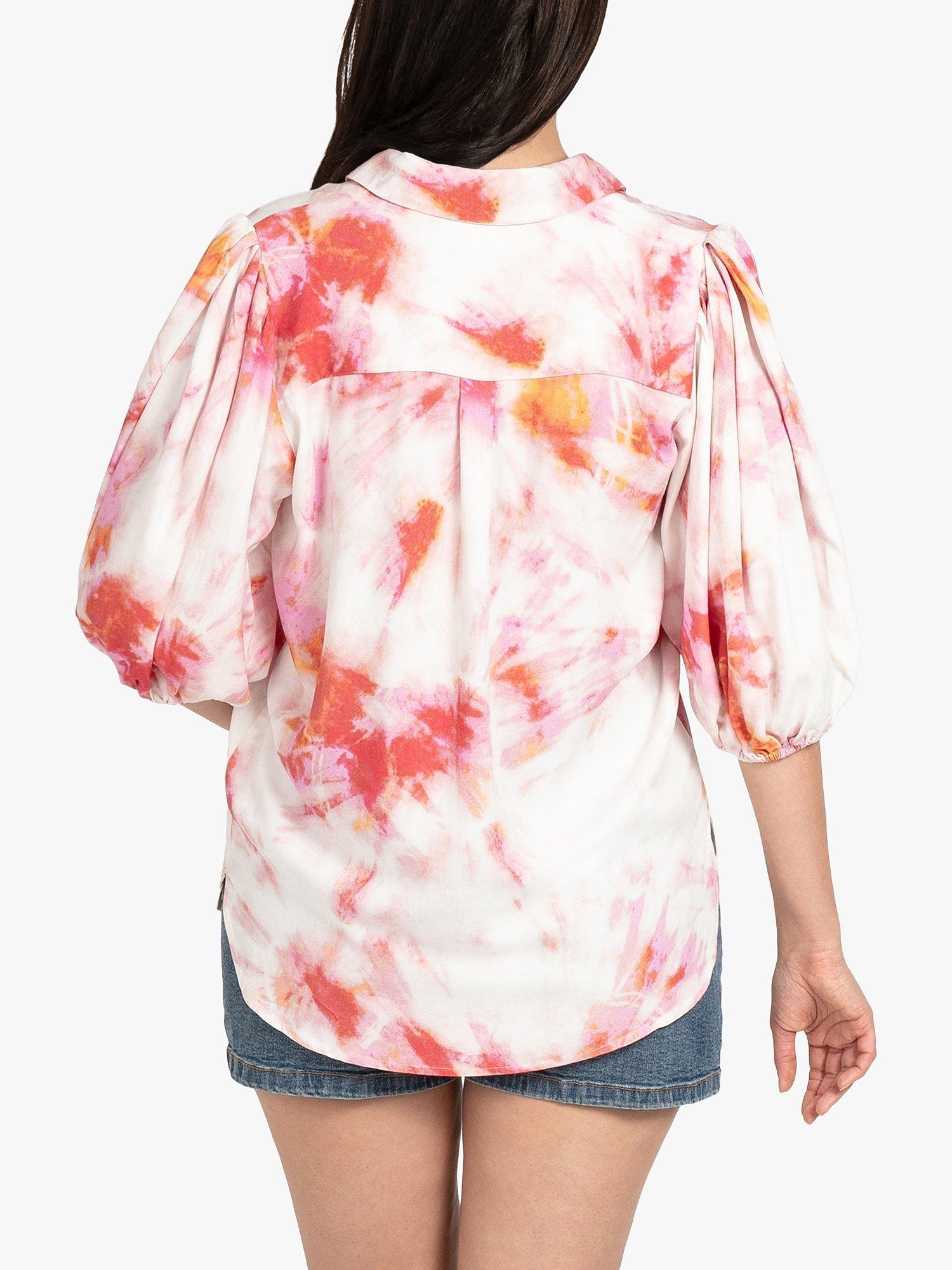 Product image 2 of 5, which shows Sisters Point Ella Tie Dye Shirt, Pink Tie Dye, XS