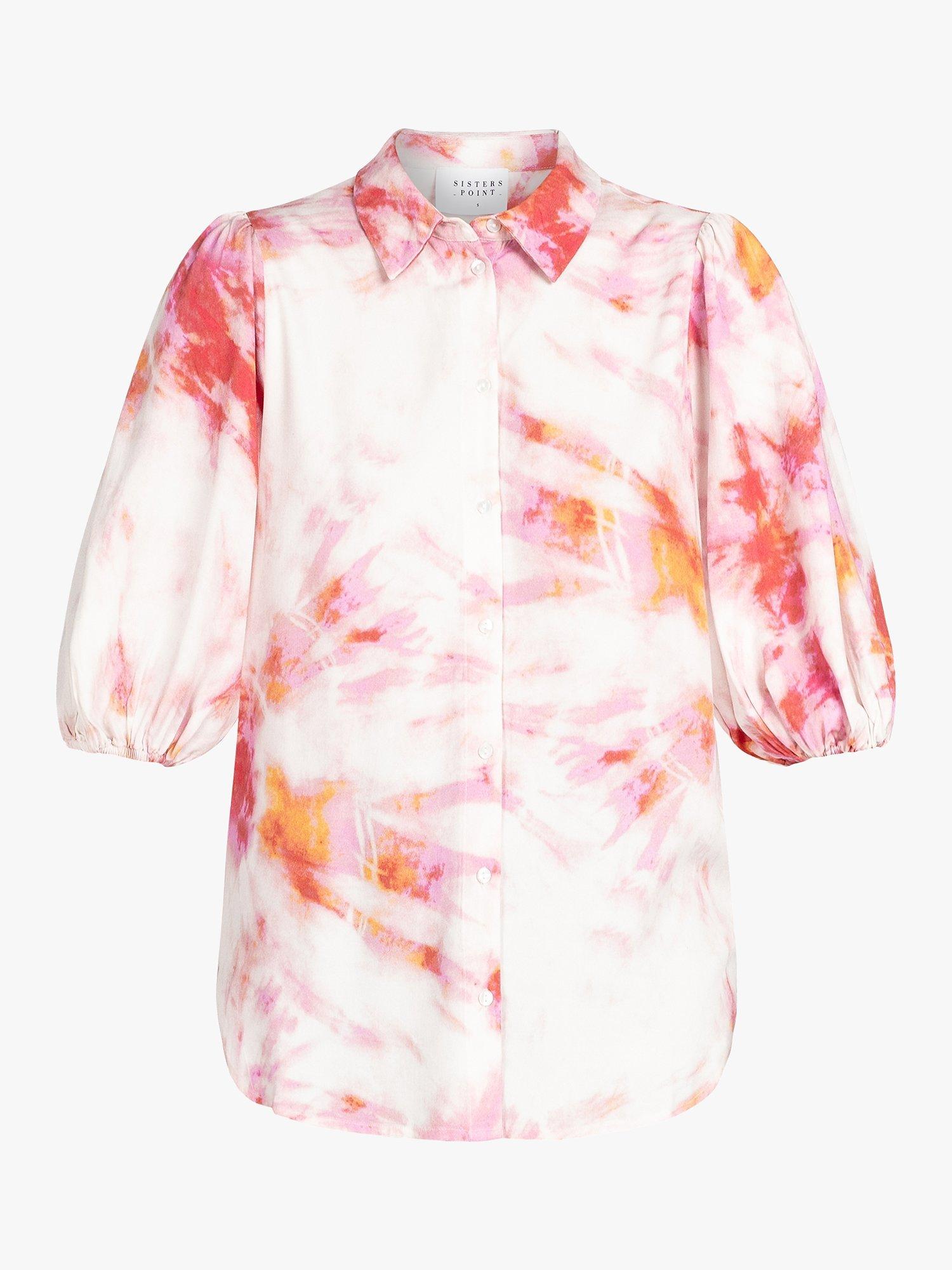 Product image 4 of 5, which shows Sisters Point Ella Tie Dye Shirt, Pink Tie Dye, XS