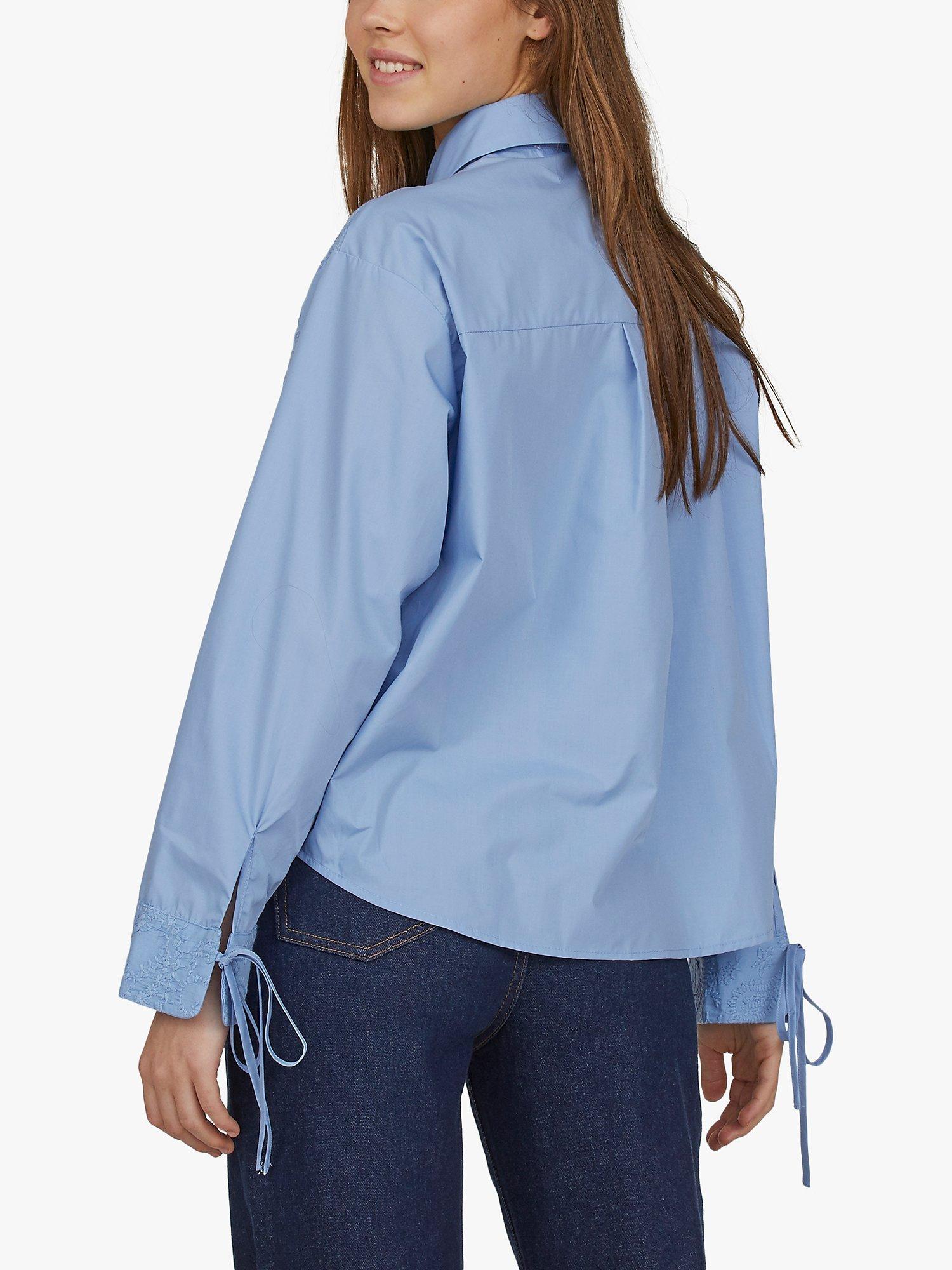 Product image 2 of 5, which shows Sisters Point Esena Tie Cuff Textured Cotton Shirt, Bell Blue, XS