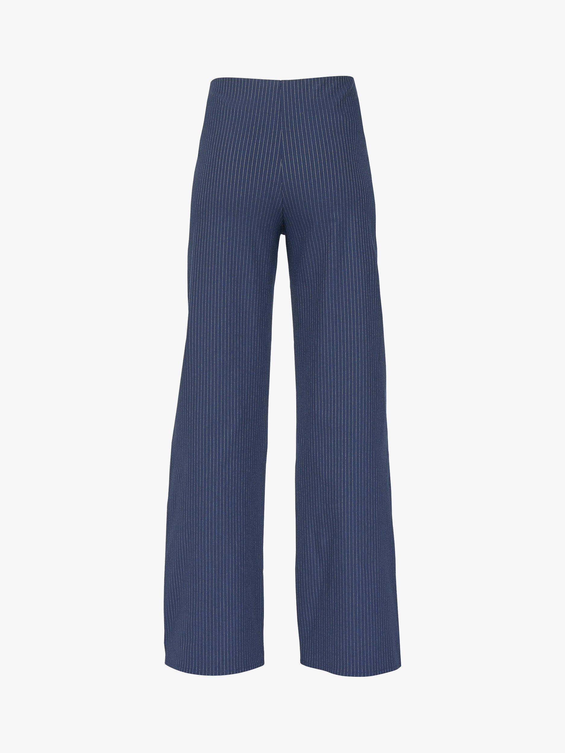 Sisters Point Wide Leg Striped Trousers, Navy Pinstripe, XS