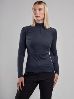Montane Women's Dart Zip Neck Long Sleeve T-Shirt, Eclipse Blue
