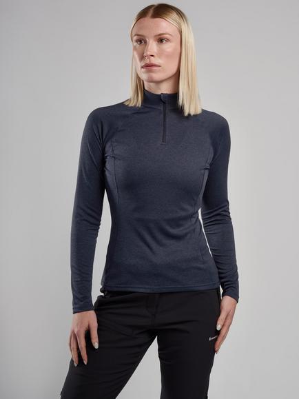 Montane Women's Dart Zip Neck Long Sleeve T-Shirt, Eclipse Blue