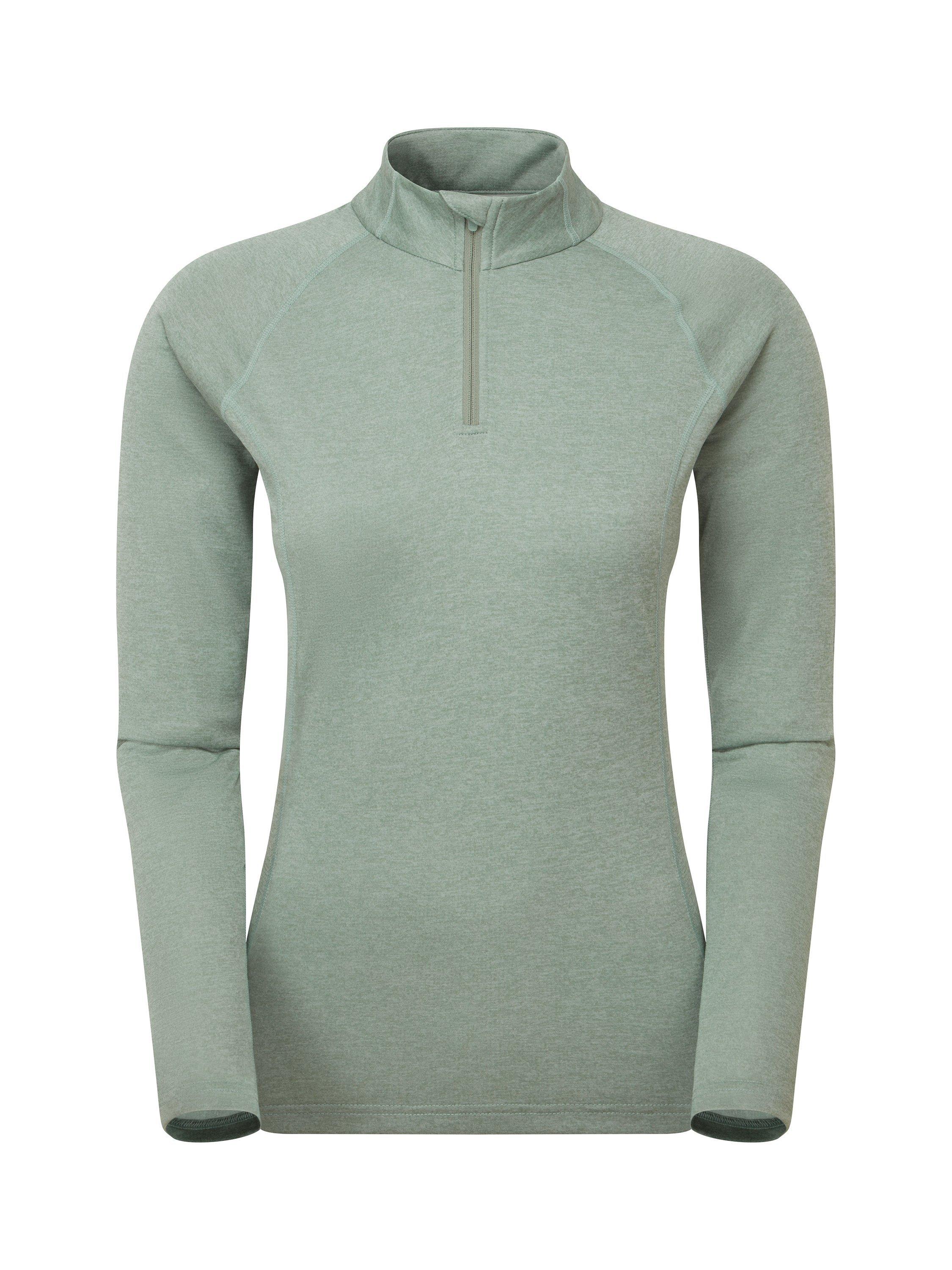 Product image 3 of 3, which shows Montane Women's Dart Zip Neck Long Sleeve T-Shirt, Pale Sage, 8