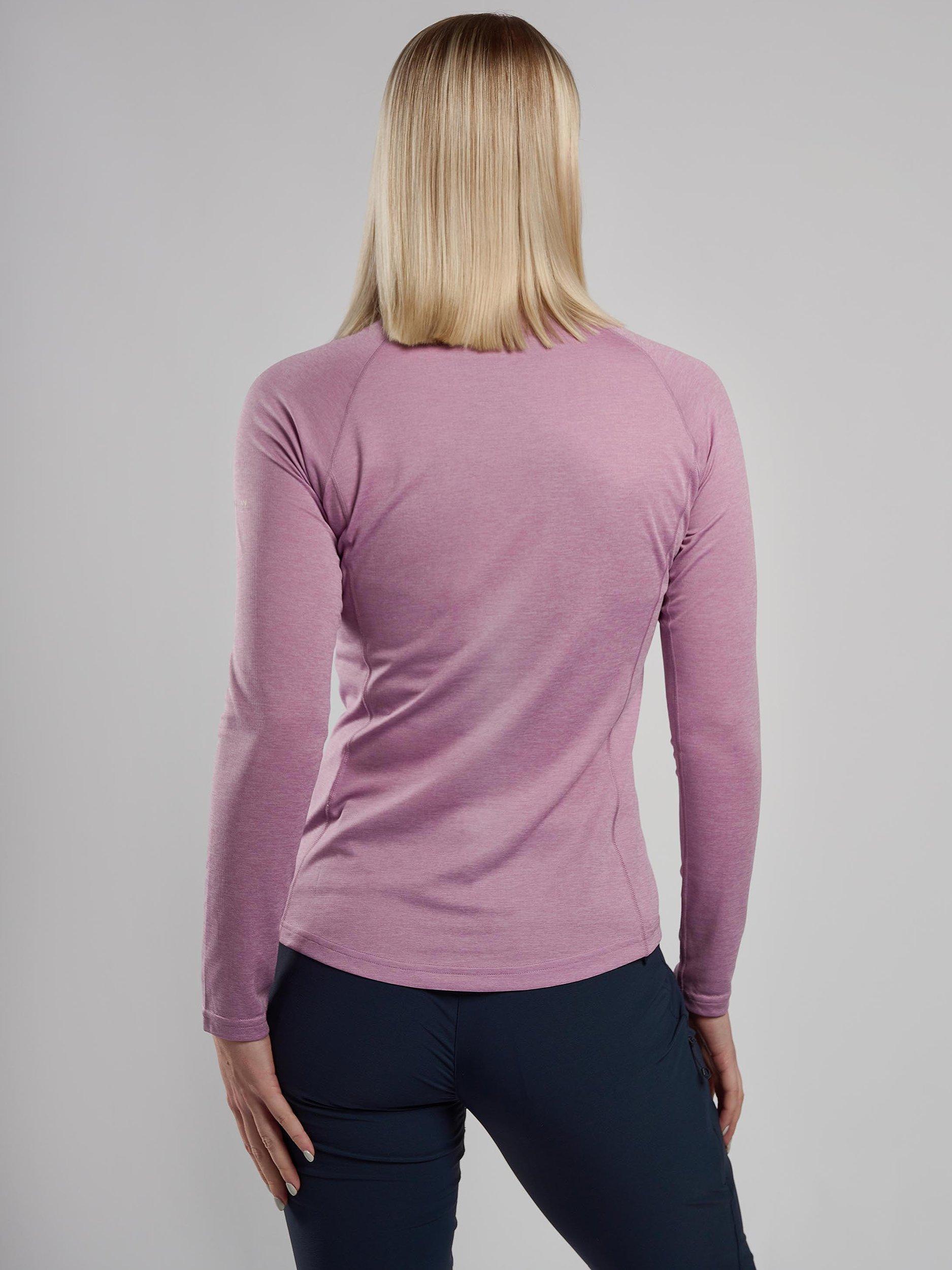 Product image 2 of 3, which shows Montane Women's Dart Zip Neck Long Sleeve T-Shirt, Allium, 8