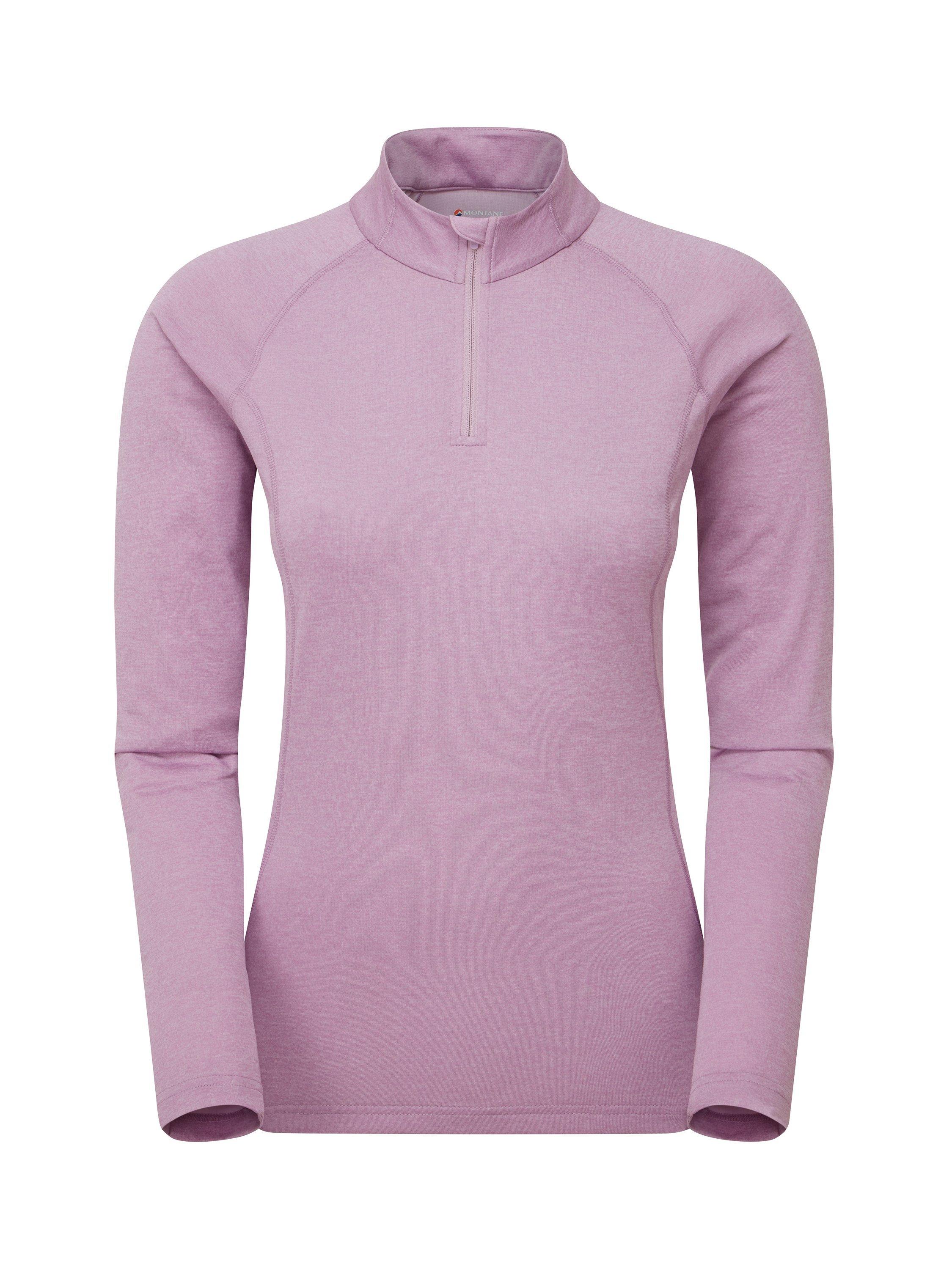 Product image 3 of 3, which shows Montane Women's Dart Zip Neck Long Sleeve T-Shirt, Allium, 8