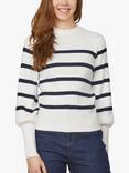 Sisters Point Knitted Ribbed Striped Top, Cream/Navy