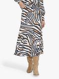 Sisters Point Vya Animal Print Midi Skirt, Cream/Black