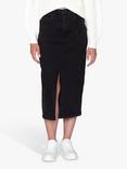 Sisters Point OLIA-SK Denim Midi Skirt, Dark Grey Wash