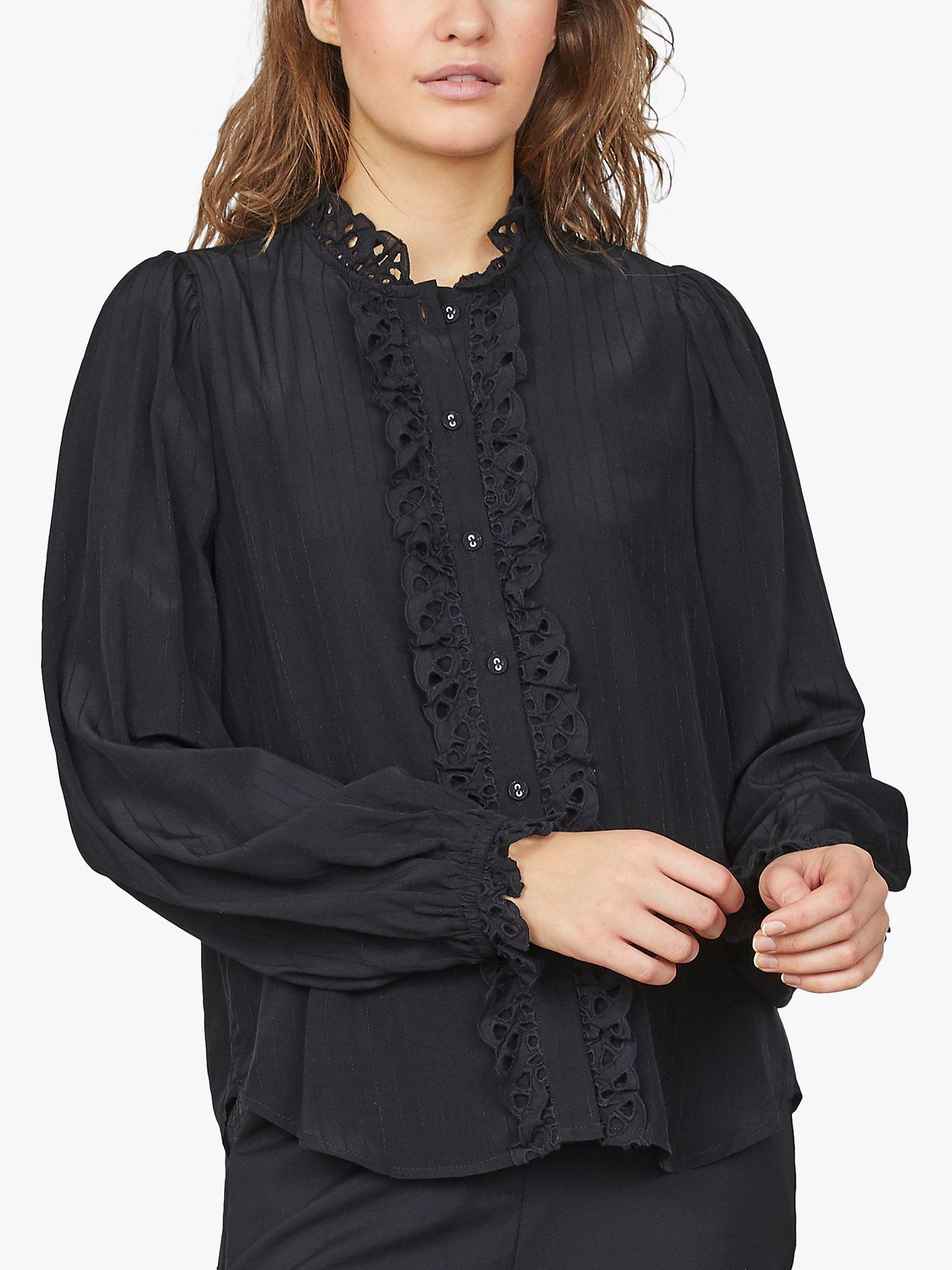 Product image 1 of 4, which shows Sisters Point Viada Lace Feminine Blouse, Black, M