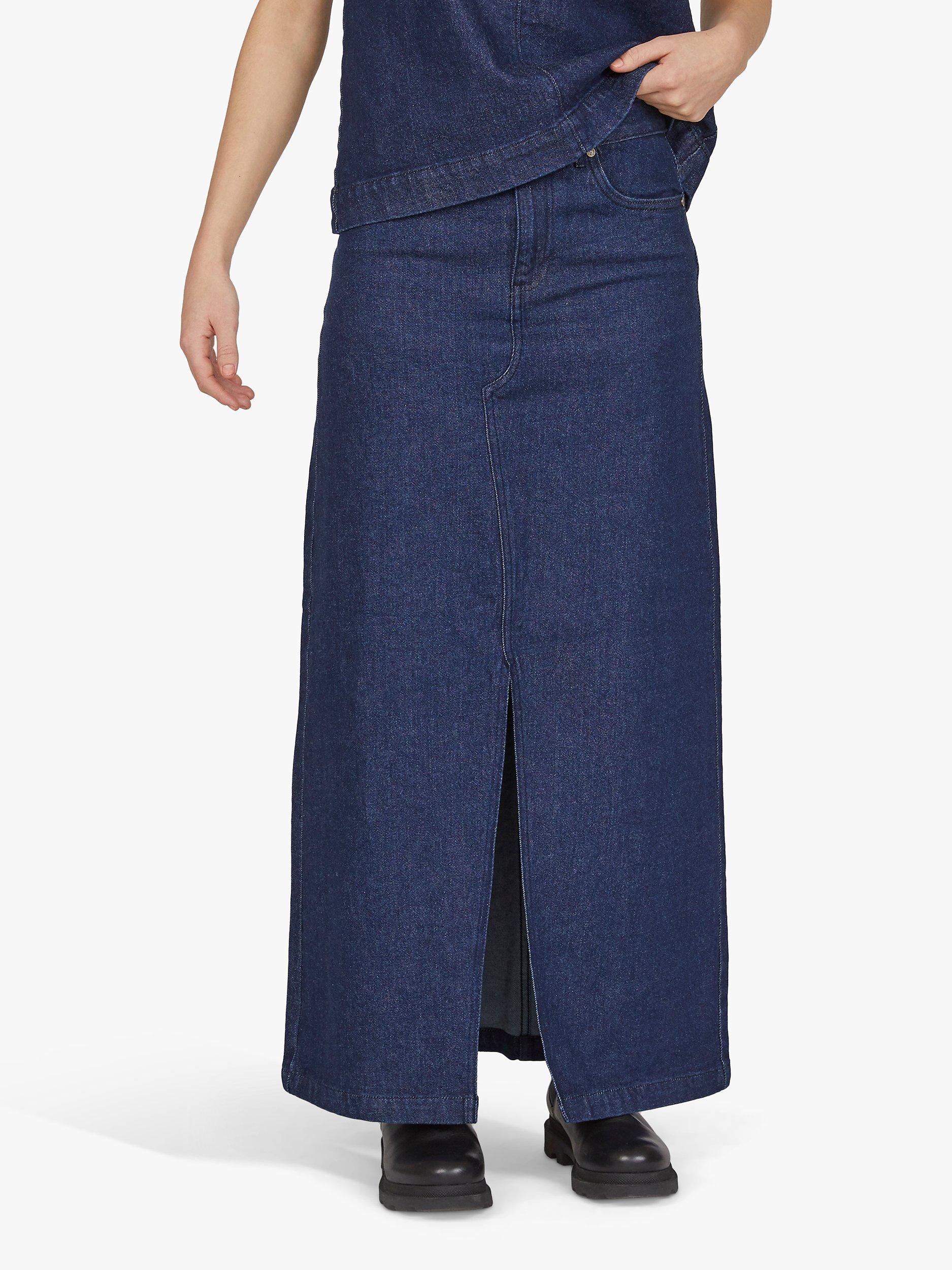 Product image 1 of 5, which shows Sisters Point Olia Denim Maxi Skirt, Unwashed Blue, XS