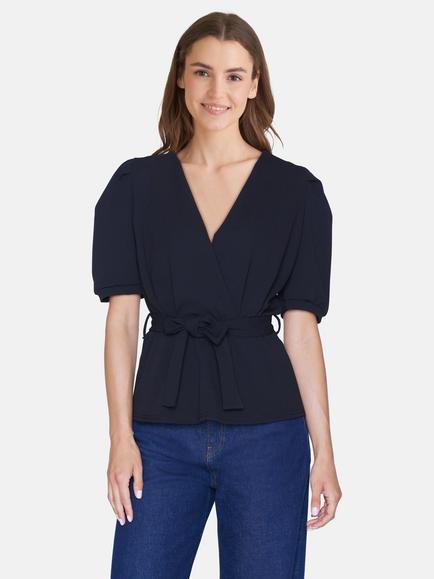 Sisters Point Nasa Short Sleeve Wrap Top, Black
