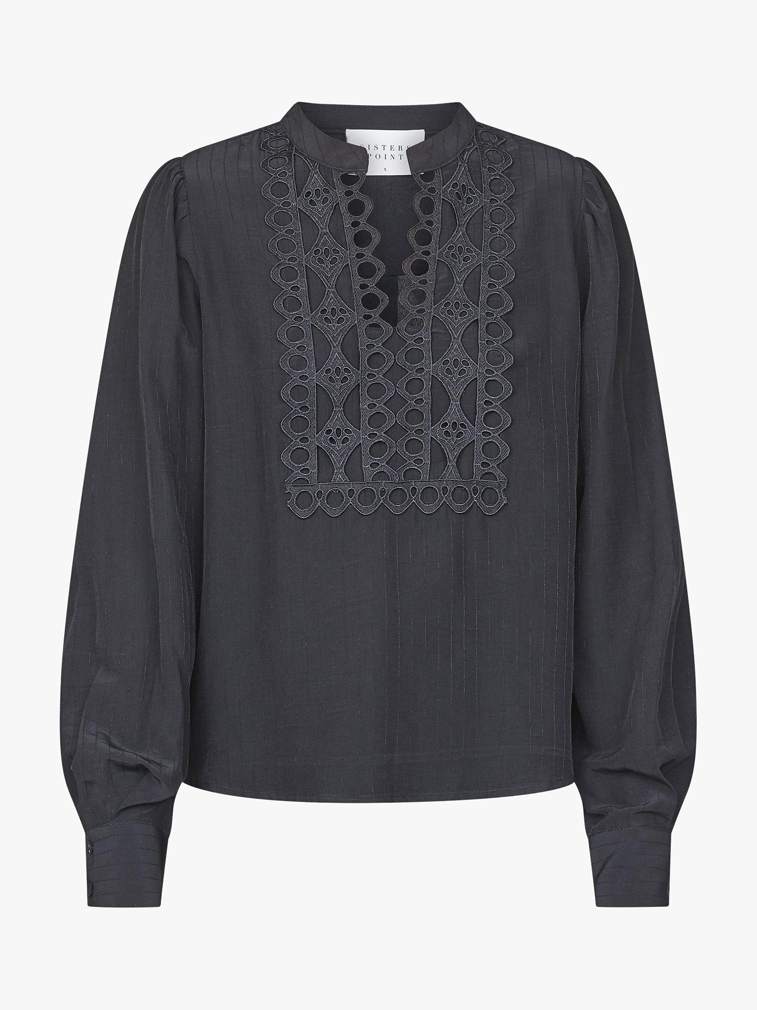 Product image 4 of 5, which shows Sisters Point Viada Lace Detail Blouse, Black, S