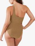 Accessorize One Shoulder Metallic Shimmer Swimsuit, Gold